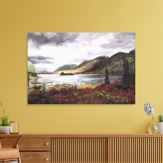 Nordischer See im Herbst: Canvas Print Standard Leinwanddruck (Insitu (Wohnzimmer))