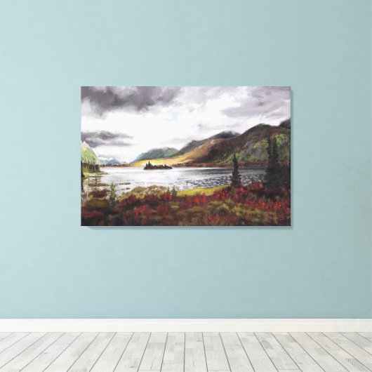 Nordischer See im Herbst: Canvas Print Standard Leinwanddruck (Insitu (Holzboden))