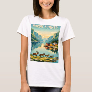 Nordischer Sommer – Vintage Skandinavien Fjord Rei T-Shirt