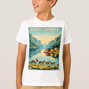 Nordischer Sommer – Vintage Skandinavische Fjordre T-Shirt