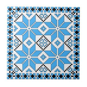 Nordischer Sternkacheln (blau und schwarz) Fliese