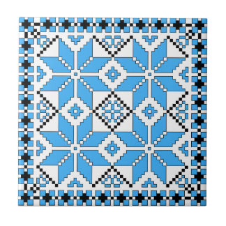 Nordischer Sternkacheln (blau und schwarz) Fliese