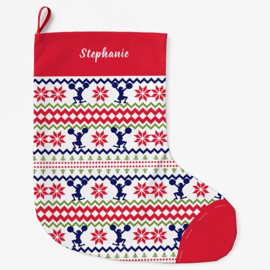 Nordischer Stil Cheerleader Muster Weihnachten Großer Weihnachtsstrumpf (Vorderseite)
