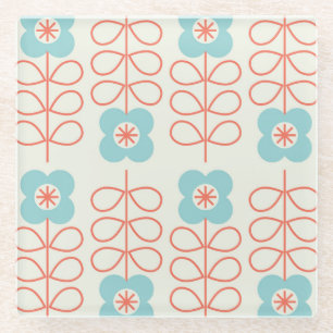 Nordischer Stil geometrisches florales Vintage. Glasuntersetzer