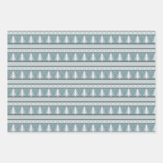 Nordischer Strick Weihnachtsmuster Geschenkpapier Set (Vorderseite 3)