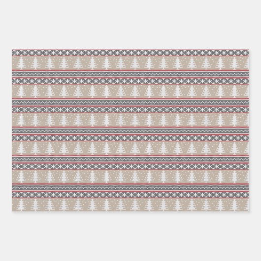 Nordischer Strick Weihnachtsmuster Geschenkpapier Set (Vorderseite 2)