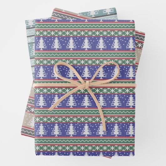 Nordischer Strick Weihnachtsmuster Geschenkpapier Set (Beispiel)