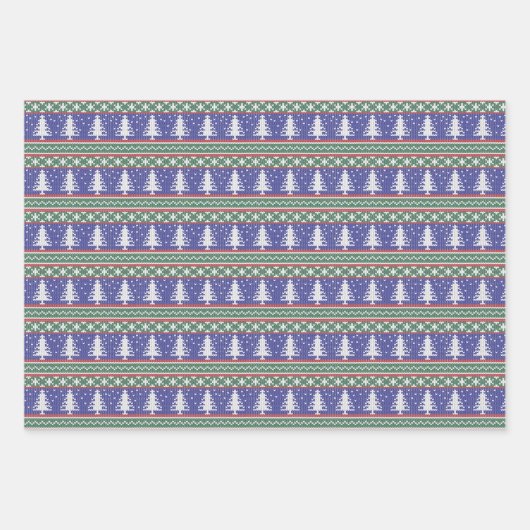 Nordischer Strick Weihnachtsmuster Geschenkpapier Set (Vorderseite)