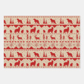 Nordischer Sweater Beige Red White Winter Animals Geschenkpapier Set (Vorderseite)