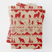 Nordischer Sweater Beige Red White Winter Animals Geschenkpapier Set (Beispiel)