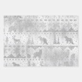 Nordischer Sweater Silver Winter Tiere auf Silber Geschenkpapier Set (Vorderseite 3)