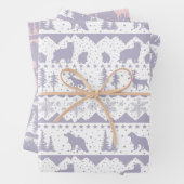 Nordischer Sweater Weißrosa Lila Wintertiere Geschenkpapier Set (Beispiel)