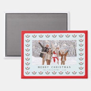 Nordischer Volksblumen-Frohe-Weihnachten-Foto-Magn Magnet