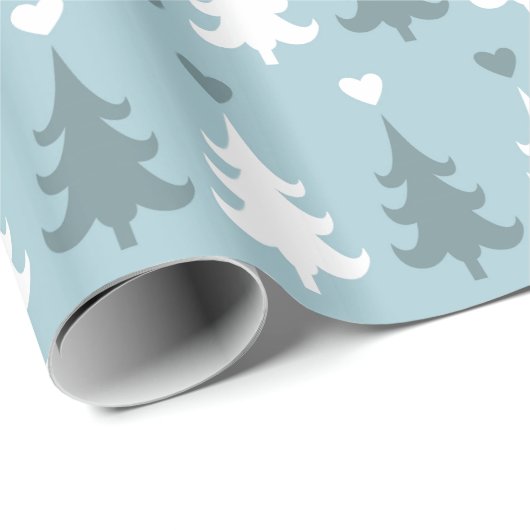 Nordischer Weihnachtsbaum Blauskandinavischer Stil Geschenkpapier (Rolleneckpunkt)