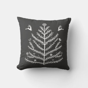 Nordischer Weihnachtsbaum Deer Gray White Kissen