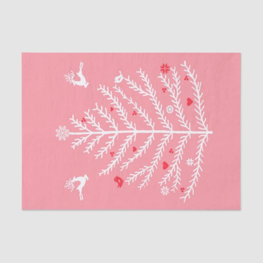 Nordischer Weihnachtsbaum Deer Pink Seidenpapier (Vorderseite)