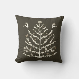 Nordischer Weihnachtsbaum Deer Taupe Beige Kissen