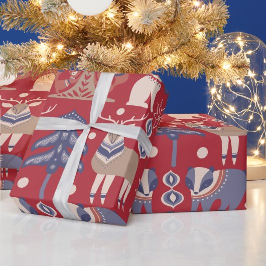 Nordischer Weihnachtsskandinavischer Hirsch Geschenkpapier (Feiertage)