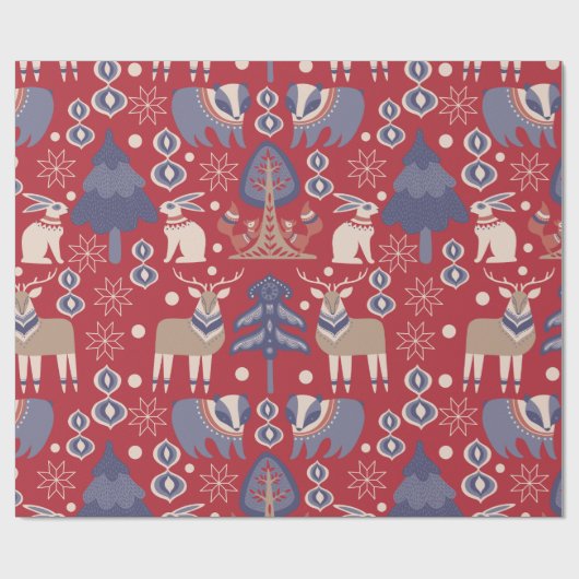 Nordischer Weihnachtsskandinavischer Hirsch Geschenkpapier (Flach)