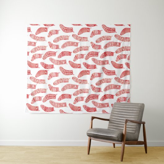 Nordischer WeihnachtsStrumpf Wandteppich (Beispiel (Horizontal))