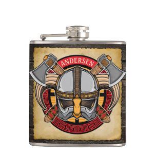 Nordischer Wikingerkrieger ADD NAME Nordaxt Norweg Flachmann