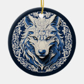 Nordischer Wolf-Schmuck Keramik Ornament (Vorne)