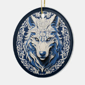 Nordischer Wolf-Schmuck Keramik Ornament (Links)