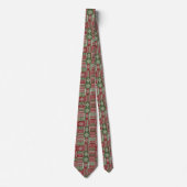 Nordisches Fair-Isle-Weihnachts-Rot-Grün-Strickmus Krawatte (Vorderseite)