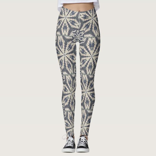 Nordisches isländisches Schneeflockendesign Leggings (Vorderseite)
