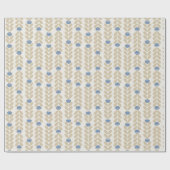 Nordisches Lorbeer-Blumen-Streifenmuster Geschenkpapier (Flach)