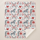 Nordisches Pony und Blumenmuster in Grauem und in Sherpadecke (Vorderseite)