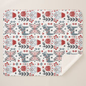 Nordisches Pony und Blumenmuster in Grauem und in Sherpadecke (Vorderseite (Horizontal))