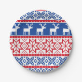 Nordisches Ren und Schneeflocken Pappteller (Vorderseite)