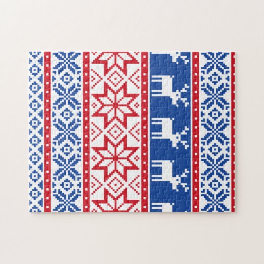 Nordisches Ren und Schneeflocken Puzzle (Horizontal)