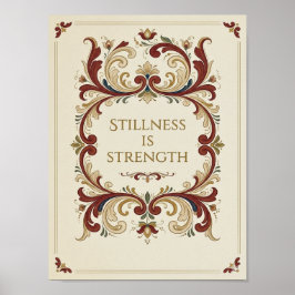 Nordisches Rosemaling Plakat, „Stille ist Stärke“ Poster