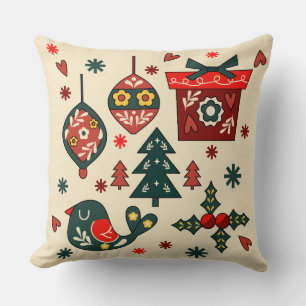 Nordisches Rot & Creme Weihnachten Kissen