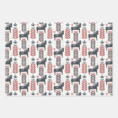 Nordisches Rot- und Blauwintermuster Geschenkpapier Set (Vorderseite 3)