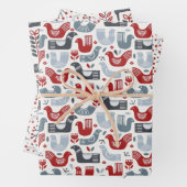Nordisches Rot- und Blauwintermuster Geschenkpapier Set (Beispiel)