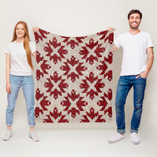 Nordisches rot-weißes Strickmuster – Klassischer W Fleecedecke