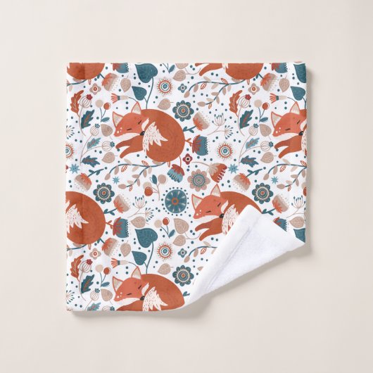 Nordisches Schlaffuchsmuster Badhandtuch Set (Waschlappen)