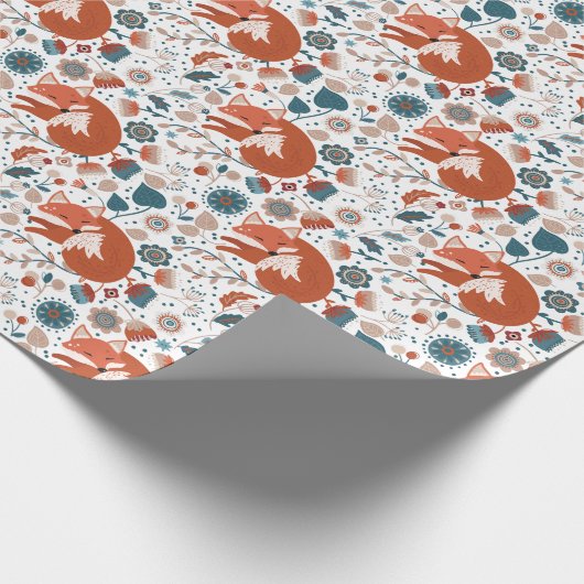 Nordisches Schlaffuchsmuster Geschenkpapier (Ecke)