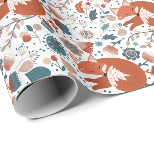 Nordisches Schlaffuchsmuster Geschenkpapier (Rolleneckpunkt)