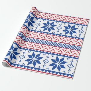 Nordisches Schneeflocke-Weihnachtsmuster Geschenkpapier