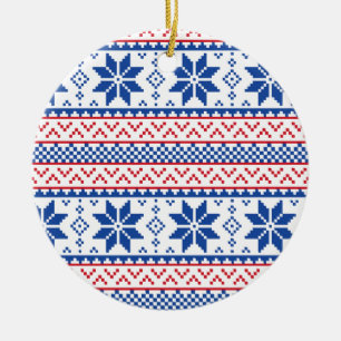 Nordisches Schneeflocke-Weihnachtsmuster Keramikornament