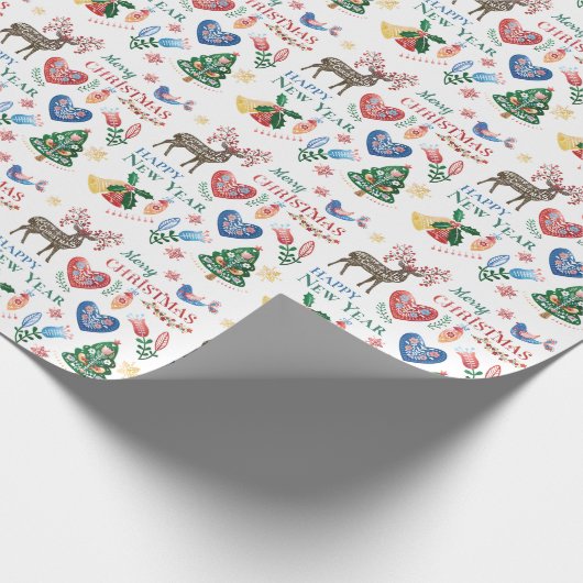 Nordisches skandinavisches Weihnachtsmuster Geschenkpapier (Ecke)