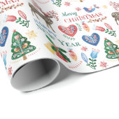 Nordisches skandinavisches Weihnachtsmuster Geschenkpapier (Rolleneckpunkt)