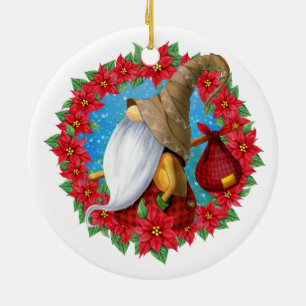 Nordisches Weihnachts-Gnom-Foto Keramik Ornament