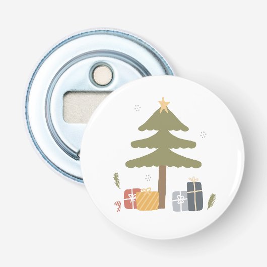 Nordisches Weihnachts-Party Skandi Weihnachtsbaum Flaschenöffner (Vorderseite)