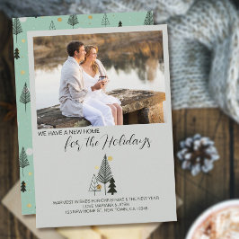 Nordisches Weihnachtsbaum Landscape Foto Neue Adre Feiertagskarte