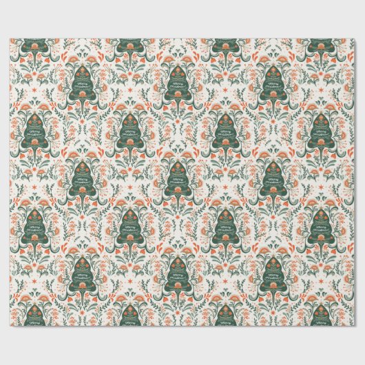 Nordisches Weihnachtsbaum-Party Geschenkpapier (Flach)